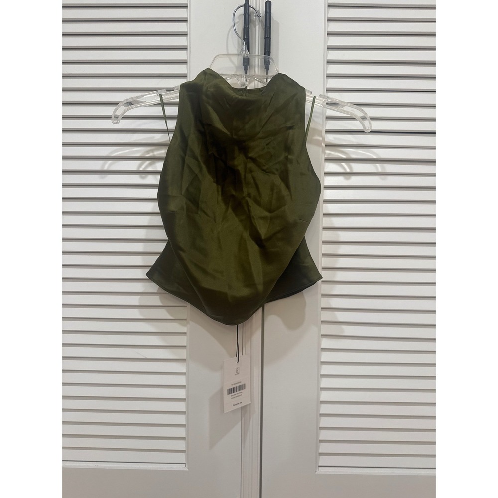 Reformation Sera Silk Two Piece Set Green Halter Crop Top Maxi Skirt - Picture 7 of 7